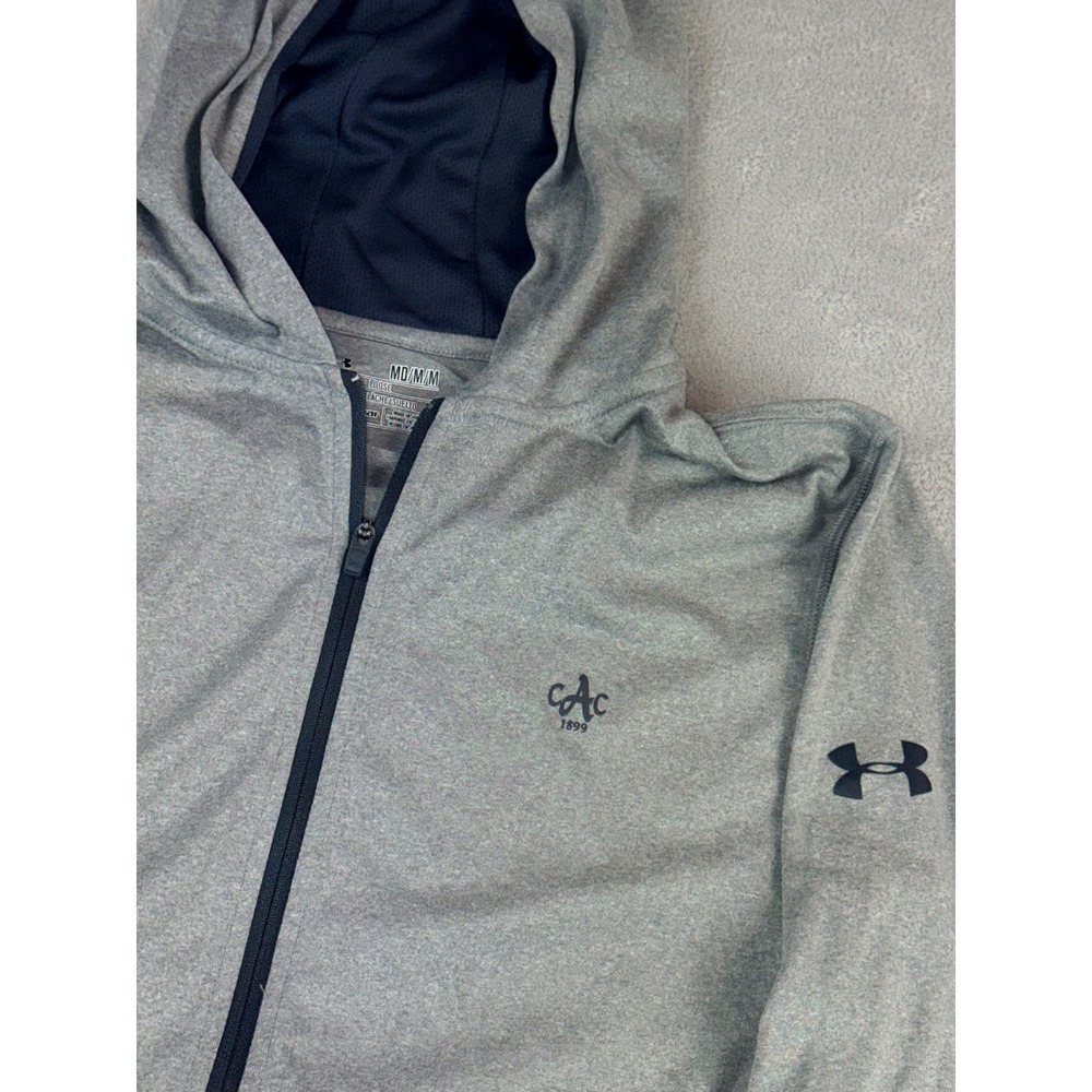 Under Armour Mens MED Gray Loose Fit‎ HeatGear Full Zip Hoodie Jacket Augusta CC
